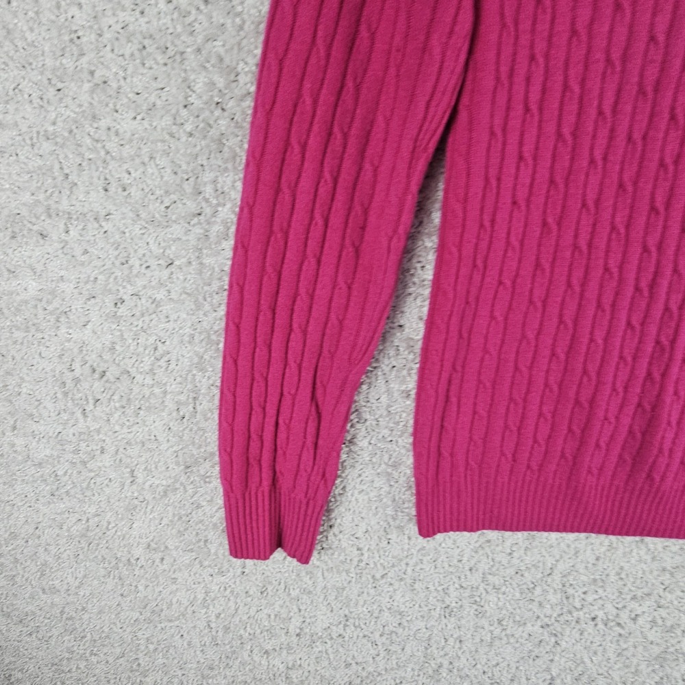 J. Crew Pullover Cable Knit Sweater Size Small Wool Blend Fuchsia Hot Dark Pink - Picture 13 of 14